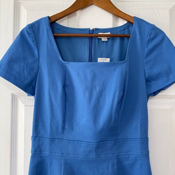 J.Crew New Women's Blue Square Neck Short Sleeve Dress Size 2 - Picture 2 of 13